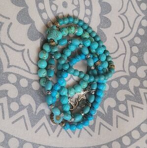 Set of 5 CFC Bracelets in Turquoise Blue